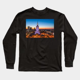 Warsaw city center at dusk Long Sleeve T-Shirt